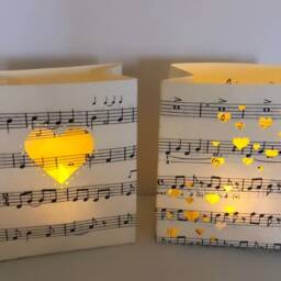 Sheet Music Heart Luminary Bag, Wedding Table Decor - thumbnail 2
