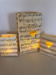 Sheet Music Heart Luminary Bag, Wedding Table Decor - thumbnail 1