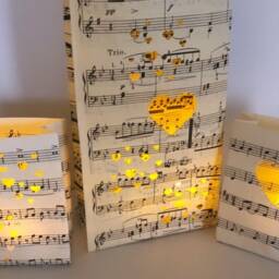 Sheet Music Heart Luminary Bag, Wedding Table Decor - thumbnail 4
