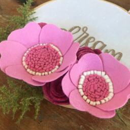 Felt Flower Hoop Art, Wall Embroidery Hoop, Home Decor - thumbnail 2