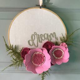 Felt Flower Hoop Art, Wall Embroidery Hoop, Home Decor - thumbnail 3