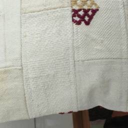 40cm Vintage Kilim Cushion Cover Handwoven - Patchwork Offwhite/Natural Undyed - thumbnail 3