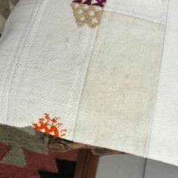 40cm Vintage Kilim Cushion Cover Handwoven - Patchwork Offwhite/Natural Undyed - thumbnail 2