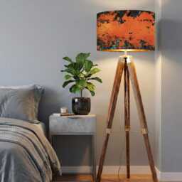 Handmade By Order Luxury Antique Metal Rusting Orange Teal Grey Combination Velvet Drum Lamp Shade Pendant Light All Shapes Sizes - thumbnail 2