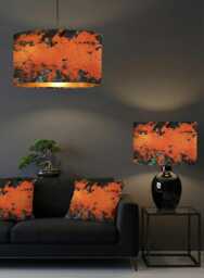 Handmade By Order Luxury Antique Metal Rusting Orange Teal Grey Combination Velvet Drum Lamp Shade Pendant Light All Shapes Sizes