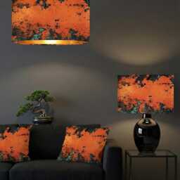 Handmade By Order Luxury Antique Metal Rusting Orange Teal Grey Combination Velvet Drum Lamp Shade Pendant Light All Shapes Sizes - thumbnail 2