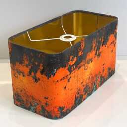 Handmade By Order Luxury Antique Metal Rusting Orange Teal Grey Combination Velvet Drum Lamp Shade Pendant Light All Shapes Sizes - thumbnail 4