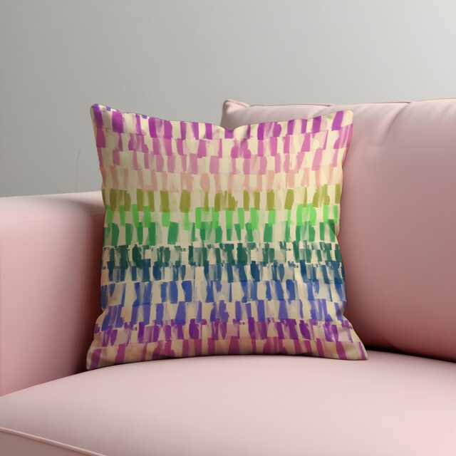 Rainbow Brushstroke Cushion Cover, Colorful Abstract Throw Pillow Case, Watercolor Effect Bright Boho Decor, 18x18 - image 1