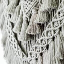 Macrame Tassel Sage Green Wall Hanging On Driftwood - thumbnail 3