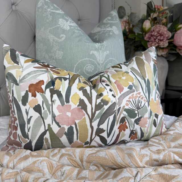 "Floral Lumbar Cushion Cover 12"" X 20" - image 1