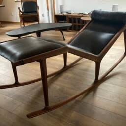Walnut Rocking Bed With Leather Cover - thumbnail 3