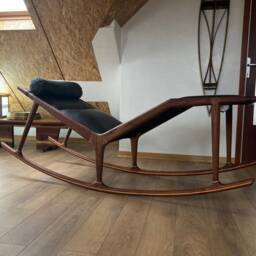 Walnut Rocking Bed With Leather Cover - thumbnail 4