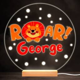 Roar Lion Colourful Round Personalised Gift Warm White Led Lamp Night Light - Bedroom