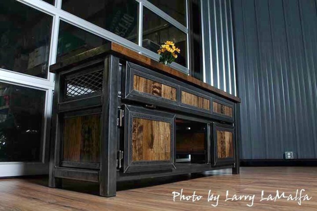 Custom Industrial Media Console, Table, Tv Stand, Entertainment Center - image 1