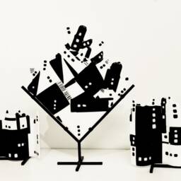 Monochrome, Interior Decor, Monochrome Design, Barcelona Night Time, Monochrome Sculpture, Foyer Art, Ooak, Modern Art - thumbnail 2
