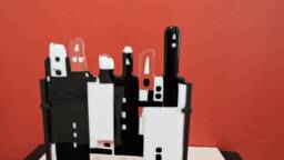 Monochrome, Interior Decor, Monochrome Design, Barcelona Night Time, Monochrome Sculpture, Foyer Art, Ooak, Modern Art
