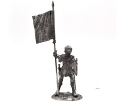 Tin 54mm French Knight With Banner 14Th Century Metal Castings Miniature - thumbnail 1