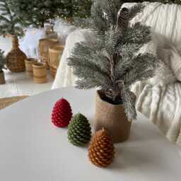 Pinecone Beeswax Candles/100% All Natural Pine Cone Design Forest Trees Wedding Event - thumbnail 2