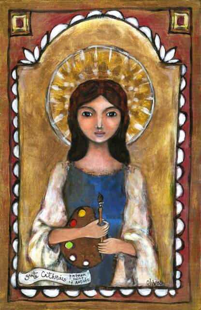 Patron Saint Of Artists, Gift For Catherine, Artists Print, Inspirational Artist Gift, Sacred Creative Space - image 1