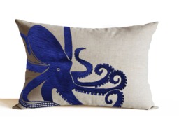 Blue Octopus Pillowcase, Nautical D??cor, Marine Animal Pillow Cover, Pillow, Sea Cushion Large Cover - thumbnail 1