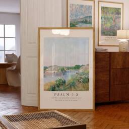 Psalm Collection Printed & Shipped - Modern Scripture Decor Bible Verse Prints Claude Monet Childe Hassam Christian Home Print - thumbnail 3