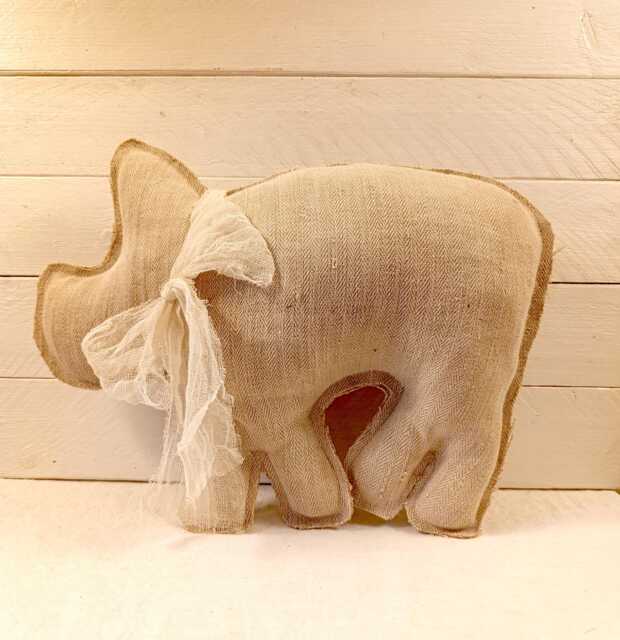Vintage Grainsack Barnyard Animal Cushions - Pig, Hen & Rabbit - image 1