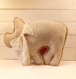 Vintage Grainsack Barnyard Animal Cushions - Pig, Hen & Rabbit - thumbnail 1