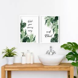 Home Decor Bathroom, Wall Decor Set Of 2 Prints, Bathroom Art, Spa Bathroom Decor, New Home Gift For Friend, Boho Bohemian - thumbnail 2