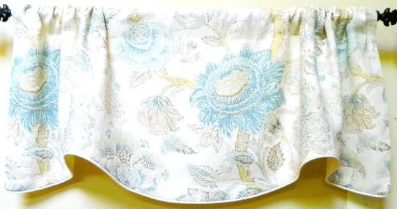 Porada Watermark -Window Valance/Lined, Corded /Rod Pocket Scalloped High End Designer Fabric From UK - image 1