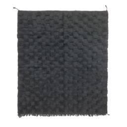 Beni Ourain Rug, Wool Moroccan Rug, Tufted Black Berber Carpet, Check Area Handmade Shag Custom Made Rug - thumbnail 4
