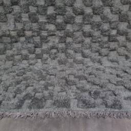 Beni Ourain Rug, Wool Moroccan Rug, Tufted Black Berber Carpet, Check Area Handmade Shag Custom Made Rug - thumbnail 3