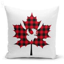 Winter Cushion Covers With Red & Black Tartan in Maple Leaves - Double Sided Printing Pillow Cover On The Soft Suede Different Sizes - thumbnail 2