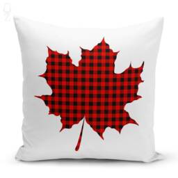 Winter Cushion Covers With Red & Black Tartan in Maple Leaves - Double Sided Printing Pillow Cover On The Soft Suede Different Sizes - thumbnail 3