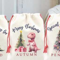 Dinosaur Gifts, Christmas Sack, Decor, Sacks, Personalised Stocking, Family Stocking Set, Kids & Baby - thumbnail 3