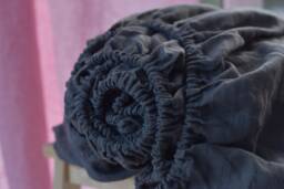 Linen Fitted Sheet in A Graphite Color Queen King Twin 100% Flax Softened Sheet Rose Linen Bedding