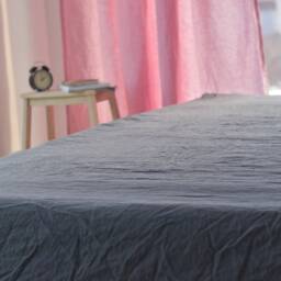 Linen Fitted Sheet in A Graphite Color Queen King Twin 100% Flax Softened Sheet Rose Linen Bedding - thumbnail 3