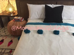 "Moroccan Pom Blanket - Throw With Blanket Bed Spread Bedding Cotton /79""Wx118" - thumbnail 1