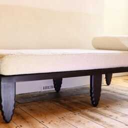 Blackened Oak Boucl?? Day Bed - Luxury Handcrafted UK Furniture Home Decor - thumbnail 2