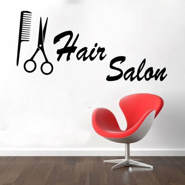 Hair Salon Wall Decal Stylist Scissors & Comb, Beauty Decor T144 - image 1