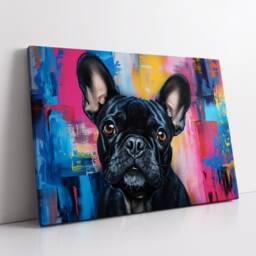 Colorful French Bulldog Abstract Modern Oil Painting Wall Art Framed Canvas Poster Print Home Kitchen Office Room Decor Dog Gift Ideas - thumbnail 2