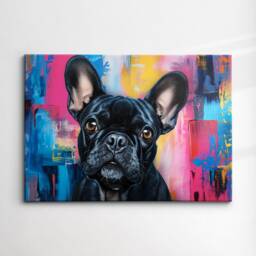 Colorful French Bulldog Abstract Modern Oil Painting Wall Art Framed Canvas Poster Print Home Kitchen Office Room Decor Dog Gift Ideas - thumbnail 3