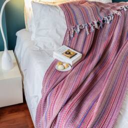 71'' 90.5'' Multicolored With Predominantly Gray Turkish Cotton Throw Blanket, Bedspread, Bedcover, Coverlet, Couch Cozy Blanket - thumbnail 3