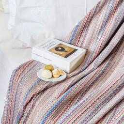 71'' 90.5'' Multicolored With Predominantly Gray Turkish Cotton Throw Blanket, Bedspread, Bedcover, Coverlet, Couch Cozy Blanket - thumbnail 4