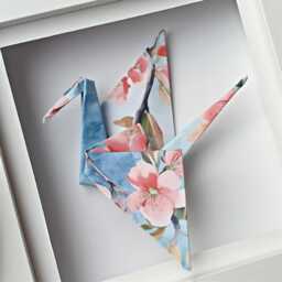 Handmade Lucky Origami Paper Crane, Gift For Good Luck, New Home, Anniversary, Wedding, Friends Birthday, Framed Home Decor - thumbnail 3