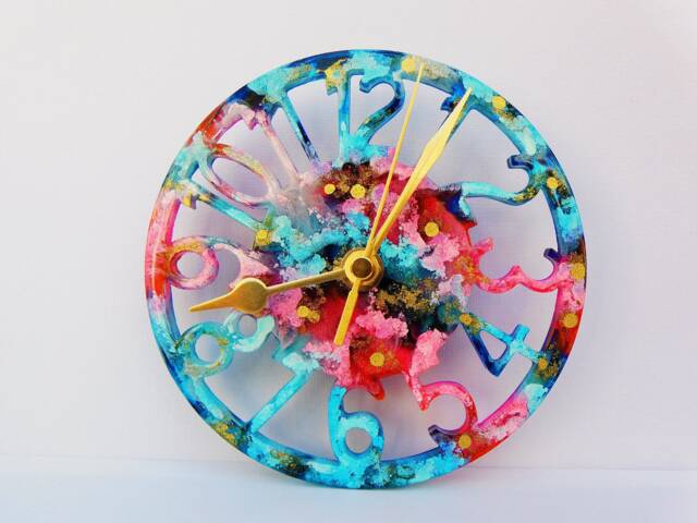 Colour Variety Original Clock, 14.5cm Silent Resin Wall Sweeping Hands. Beautiful & Functional Modern Art. Eco Packaging Option - image 1