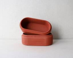 Handmade Terracotta Concrete Planter - Minimalist Oval Succulent Pot