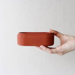 Handmade Terracotta Concrete Planter - Minimalist Oval Succulent Pot - thumbnail 2