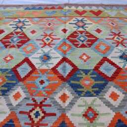 7x10 Tribal Kilim Rug, Afghan Chubi Flatweave Area Brand New Kilim, Maimana Oriental Turkmen Rug For Bedroom, Livingroom - thumbnail 3