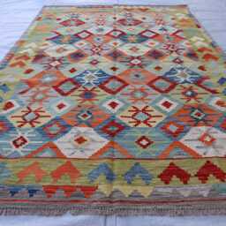 7x10 Tribal Kilim Rug, Afghan Chubi Flatweave Area Brand New Kilim, Maimana Oriental Turkmen Rug For Bedroom, Livingroom - thumbnail 2