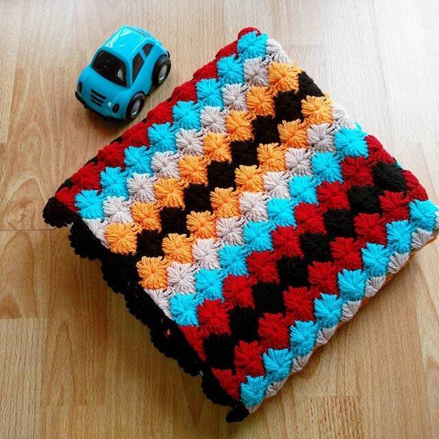 Baby Blanket, Crochet Stripet Handmade, Afghan Throw, Boy Blanket, Shower Gift, Home Decor - image 1